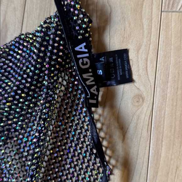 I.AM.GIA Black Rhinestone Mesh Top - Picture 3 of 4